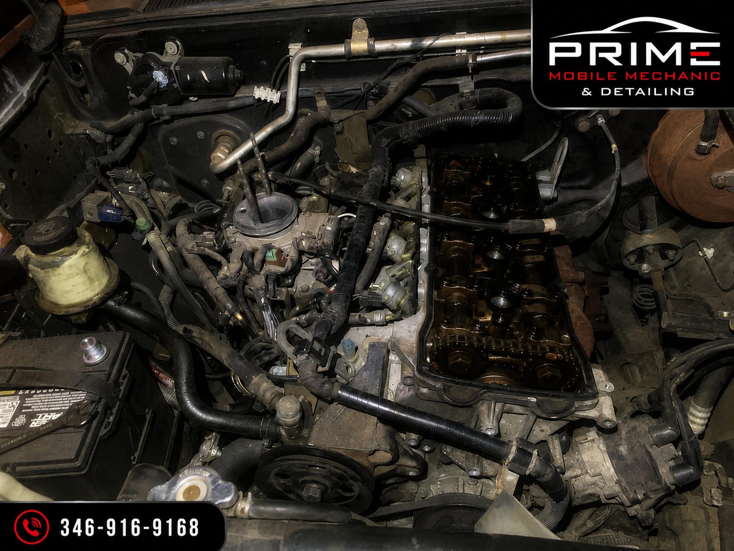Prime Mobile Mechanic engine repair in progress on a customer vehicle in the Greater Houston area